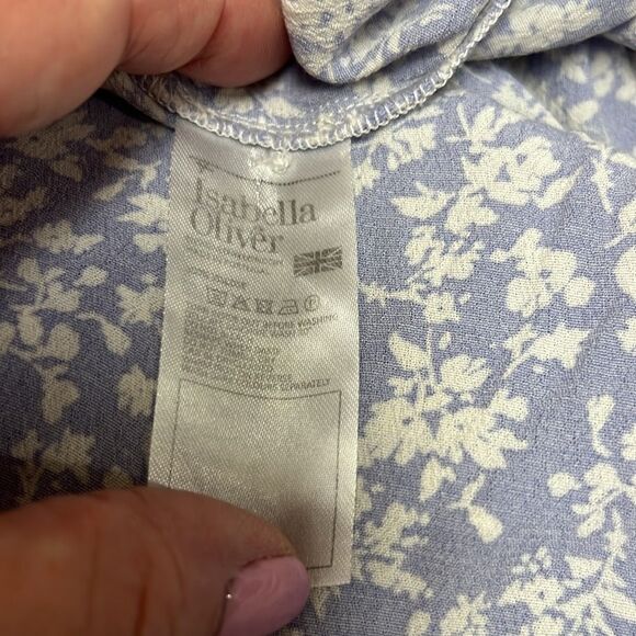 Isabella Oliver Maternity purple and white floral babydoll top size 4 - Picture 7 of 8